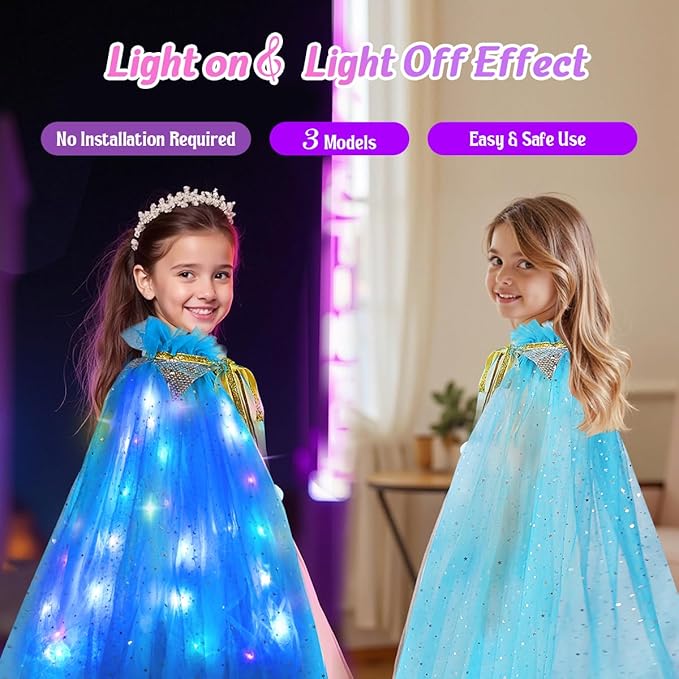 Meland Princess Dress up Clothes for Girl, 11Pcs Princess Cape with Kid Crown Toys,Dresses for Girl 3,4,5,6,7,8 Birthday Gift