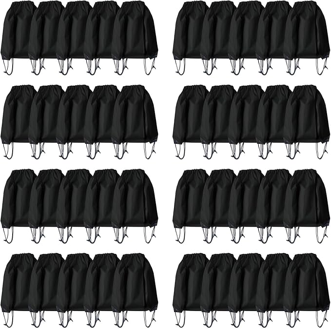Drawstring Backpack Bulk 40Pcs Draw String Backpack Bags DIY Gym Sports Traveling Yoga Cinch Bag Sackpack Drawstring (black)