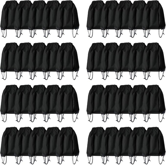 Drawstring Backpack Bulk 40Pcs Draw String Backpack Bags DIY Gym Sports Traveling Yoga Cinch Bag Sackpack Drawstring (black)