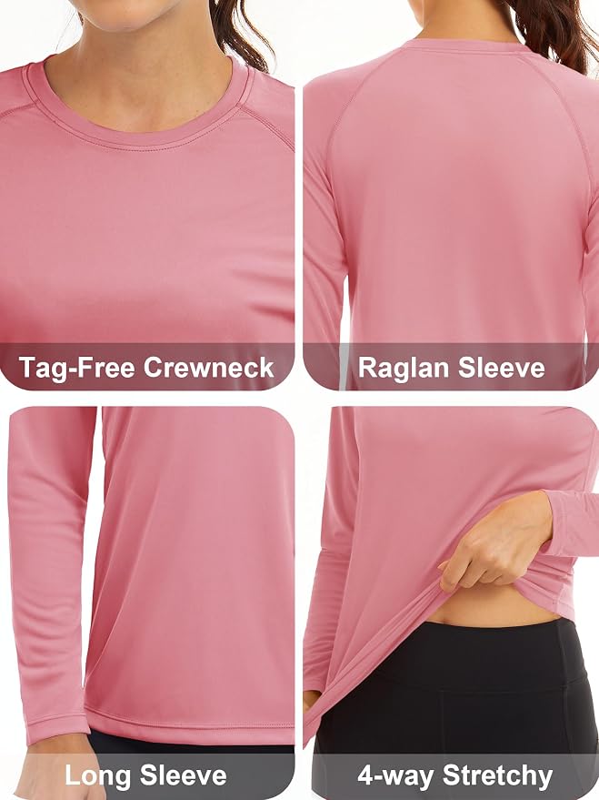 MAGCOMSEN Women's Long Sleeve Shirts UPF 50+ Sun Protection Shirts for Hiking Fishing Workout Rash Guard