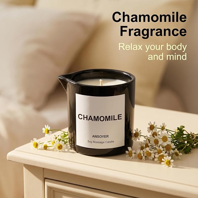 Massage Oil Candle, Ultra Hydrating Body Care with Soybean Oil, Body Oil Candle, 8.1oz, Amazing Gift (Chamomile)