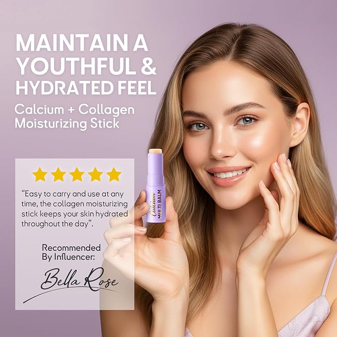 Calcium Multi Balm Stick - Collagen Moisturizing Cream Stick for Hydrating and Firming - Suitable for Eyes, Neck, and Face