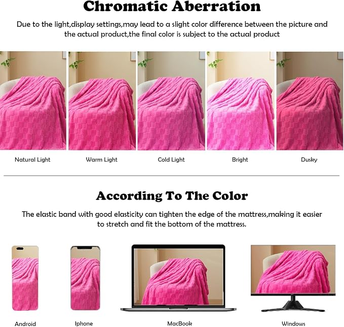 NEWCOSPLAY 3D Checkered Flannel King Blanket, Hot Pink Checkered, 90"x110" | Super Soft Cute Lightweight Decorative Premium Silky Fleece Blanket for Couch Sofa Bed, Gift for Women Men, All Season Use