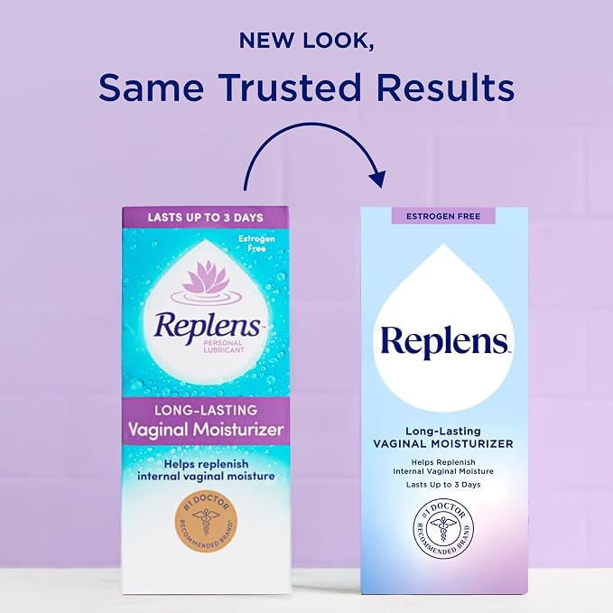 Replens Long-Lasting Vaginal Moisturizer, Relieves Vaginal Dryness for Up to 3 Days, Fragrance Free, 14 Applications (Pack of 2)