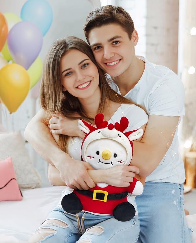 OLAOLA Christmas Reindeer Snowman Plush 15 Inch Cute Snowman Stuffed Animals Plush Toy Soft Doll Pillow for Kids Adults
