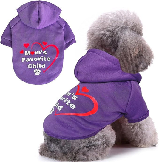 Jecikelon Winter Printed Dog Hoodies Sweatshirts Warm Clothes for Small Dogs Chihuahua Coat Puppy Clothing Cat Custume (Purple, Small)