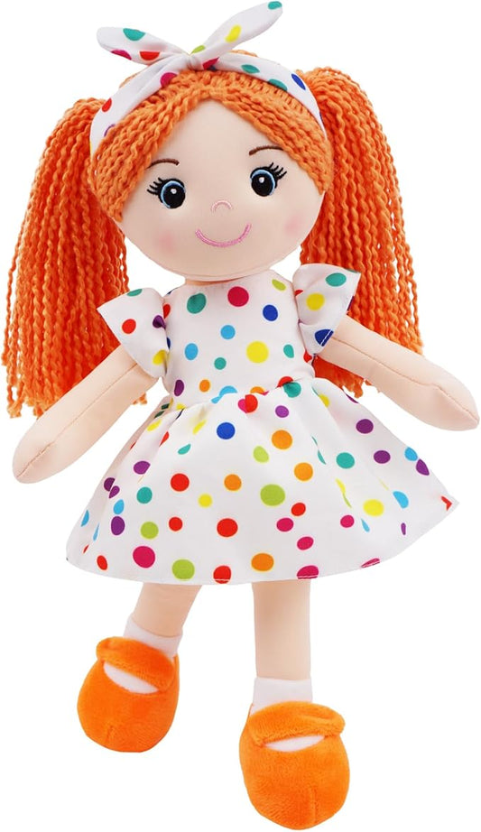 June Garden 23" Snuggle Cuties Bella - Soft Cuddly Plush Doll Gift for Girls - Huggable Rag Doll - Orange XL