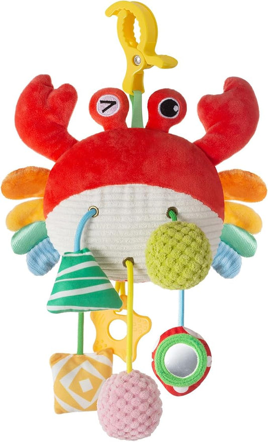 Car Seat Toy for Babies 0-6 Months, Stroller Toy with a Convenient Clip, Carseat Toys Hanging Baby Accessories,Built-in Bell, Rattle,Mirror for Infant,Babies Gift 0-3-6-12 Months Boy Girl