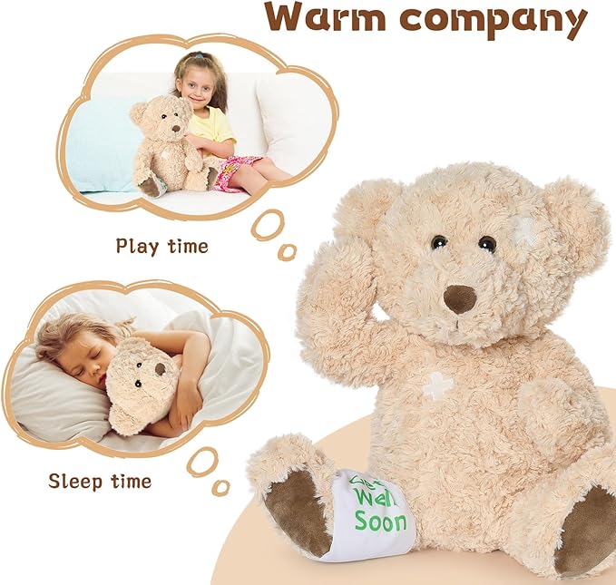 Muiteiur 13.8 Inch Get Well Soon Teddy Bear, Broken Arm Leg Gift for Kids, Soft Recover Bear with Bandage,Gift for Kids Adult After Surgery