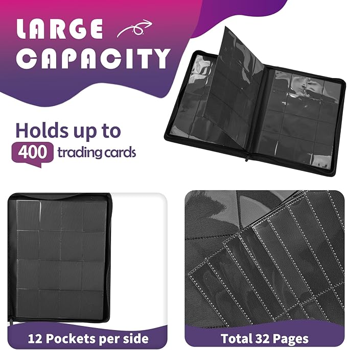 Premium 1000+ Pockets Trading Card Binder, 16-Pocket Ringless Side-Loading Album for TCG, MTG, Lorcana, Sports & Standard-Size Cards