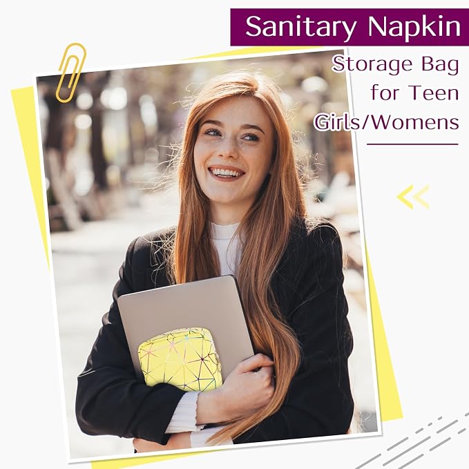 Likesing Period Bag for Tampon, Leather Sanitary Napkin Storage Bag for Girls Womens, Portable Sanitary Napkin Period Pad Pouch for Purse, Small Make Up Bags(Colorful Purple)