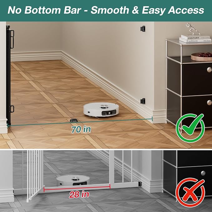Babepai Retractable Baby Gates Extra Wide | 72" Wide x 34" Tall Dog Gates for Stairs | Indoor/Outdoor Use | Child Gates for Doorways, Deck, Porch, Hallways, Patio - Black
