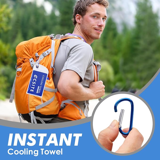 CSITE Cooling Towels for Neck and Face - 8 Pack 47x12 Inch Ice Cold Microfiber Towels, Soft & Breathable Cooling Towel for Hot Weather, Sports, Yoga, Workout, Running, Golf, Camping