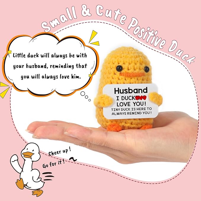 MBL Gifts for Husband Birthday Anniversary - I Duck Love You, Funny Handmade Crochet Duck for Husband Him Men Boyfriend Birthday Fathers Day Christmas Stocking Stuffers Present