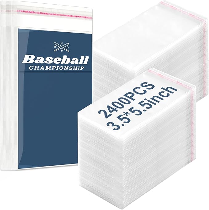 Lewtemi 2400 Pcs Graded Card Sleeves Resealable Team Bags for Trading Cards Baseball Sports Slabs Holders Plastic Collectible Slabs Protection,3.5" x 5.5"
