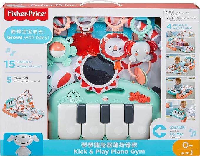 Fisher-Price Baby Playmat Kick & Play Piano Gym with Musical and Sensory Toys for Newborn to Toddler, GDL83