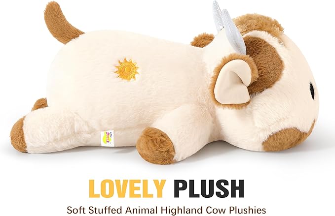 Onsoyours Original Weighted Stuffed Animals, 4.0 lbs Weighted Highland Cow Plush Toy, 20" Large Soft Weighted Scottish Cow Pillow Gifts for Kids & Adults