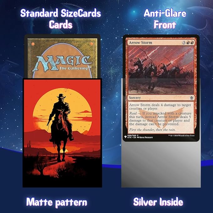 MTG Card Sleeves, Ultra Clear Front & Matte Finish Back, 100 Count Standard Size Matte Art Sleeve for Magic The Gathering (Lone Ranger)