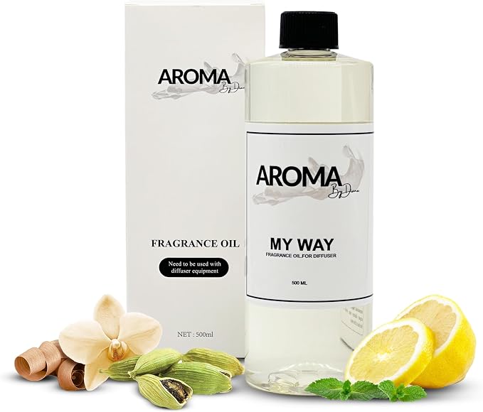 Essential Oils for Diffuser - My Way Fragrance Oil Blend - Luxury Hotel Inspired Aromatherapy Oils - Lush Leather, Cardamon and Lemon Scent - 500ml