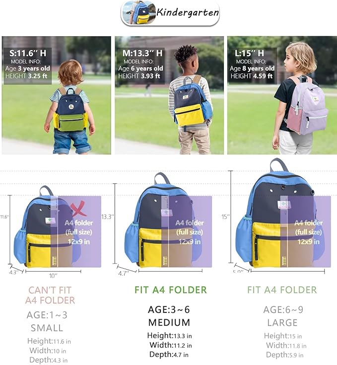 Kids Backpacks, Unisex, Multicolored, Medium, 13" H, 1L, Nylon, Modern, Cartoon, 3-5 Years, Elementary School, Travel, School