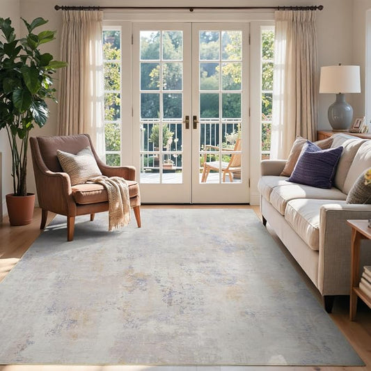 4x6 Ft Area Rugs for Living Room, Soft Non-Slip Washable Rugs Modern Abstract Pattern Carpet for Bedroom Indoor Floor Nursery Home Decor (Cream)