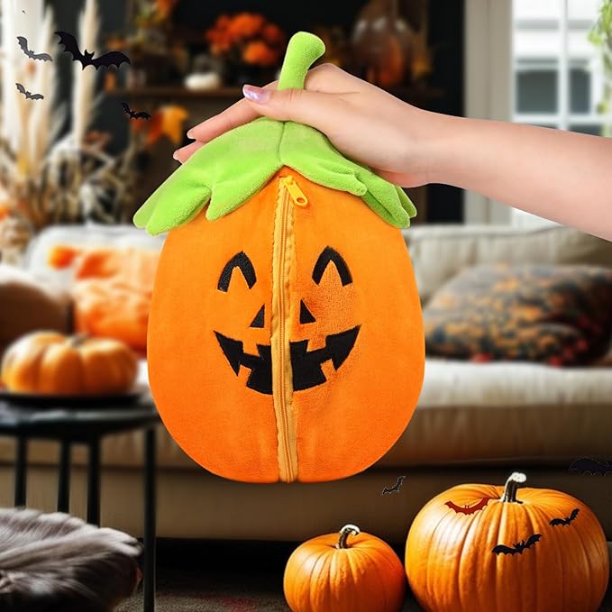 Transform Pumpkin Toy, Halloween Plush, Zipper Up Transform Plush,Hallow Stuffed Animal (Pumpkin Bat)