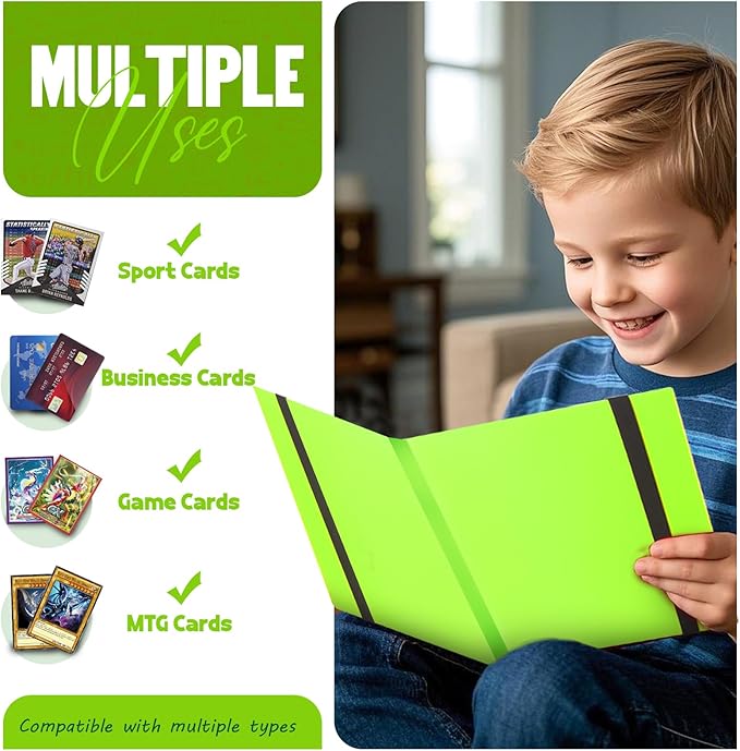 Card Binder 9-Pockets,Trading Card Binder,20 Pages, 360 Card Capacity Collection Binder, Card Folder for MTG, TCG, Game Cards & Sports Cards (Apple green)
