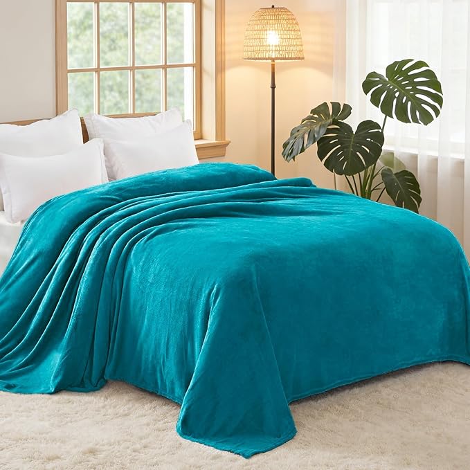 Exclusivo Mezcla Soft Fleece Blanket Twin Size for Bed, Teal | 60x80 Inches, Double-Sided Brushed Flannel, Lightweight Plush Cozy Blanket for Home Decor, All Season, Machine Washable