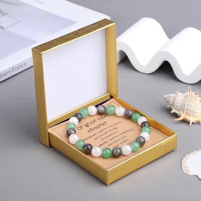 MAIBAOTA Healing Crystal Bracelet for Women Empath Protection & Safe Travel & Anxiety Relief Bracelet - New Beginnings Lucky Charms for Travel/New Job/Next Chapter