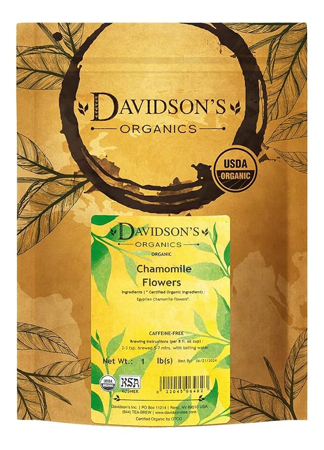 Davidson's Organics, Chamomile Flowers, Loose Leaf Tea, 16-Ounce Bag