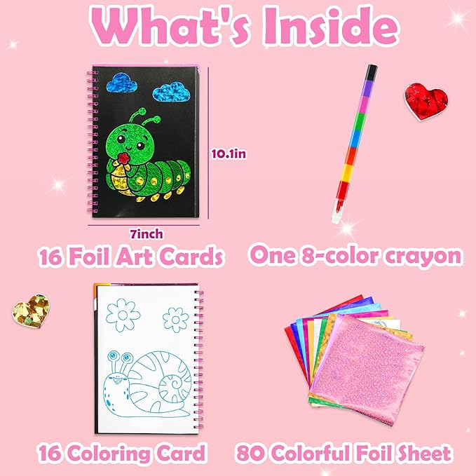 FUNNYB&G Foil Art Crafts for Kids Ages 4-8: Valentines Crafts for Kids 2026,Birthday Gift for Girls,Art and Crafts Supplies,Party Favors,Creative Toys for Girls Boys 4 5 6 7 8 9 Years Old(Insects)