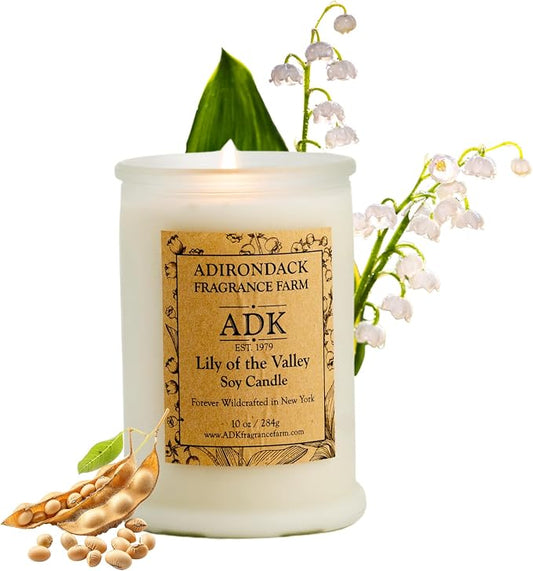 Adirondack Fragrance & Flavor Farm Lily of The Valley Scented Candle 10 Oz | Proudly Poured in The USA, Natural Aromatherapy Wax for Relaxation, Home Décor, Kitchen, Gift and Living Spaces