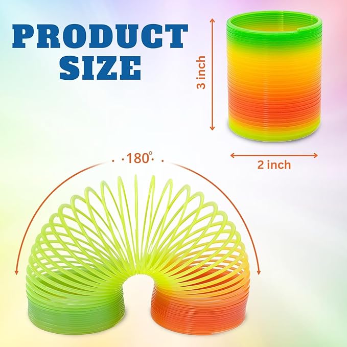 Liberty Imports 12 PCS Magic Rainbow Coil Springs - Small Colorful Neon Plastic Bulk Toys for Kids Birthday Party Favors, Goodie Bag Fillers, Party Prizes (2 Inches)