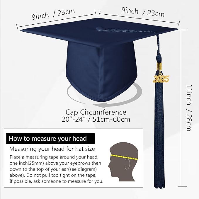 GraduationMall Matte Graduation Gown Cap Tassel Set 2025 for High School and Bachelor