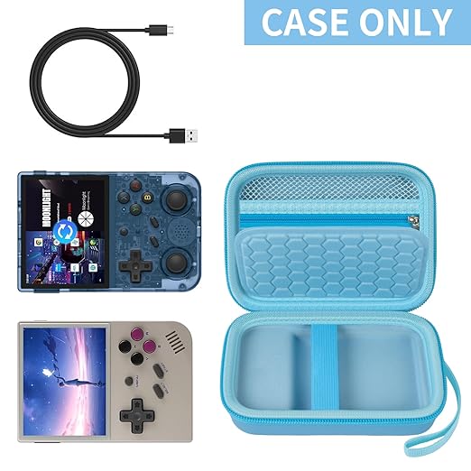 PAIYULE Travel Case Compatible with RG353V/ RG353VS/ R36S Retro Handheld Game Console, Handheld Emulator Storage Holder Organizer, Android Game Console Carrying Bag (Blue) (Box Only)