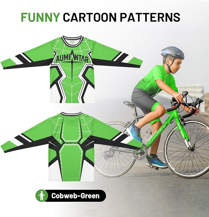 Kids Cycling Jersey Long Sleeve Dirt Bike Motocross Shirt, BMX Off-Road Racing Clothing