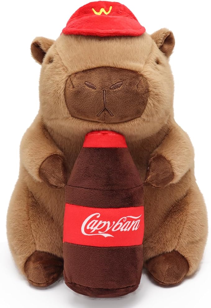 Drink Capybara Plush 13.7inch, Cute Capybara Stuffed Animal Giant Capibara Plushies Pillow Toy Gifts for Boys Girls Kids
