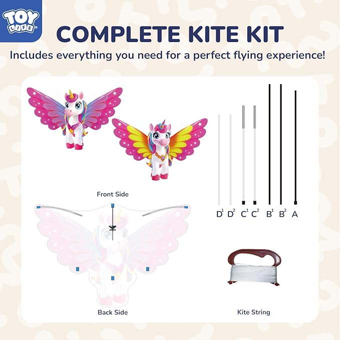 TOY Life 48.4'' Giant Girls Kites Easy to Fly for Kids Adults with 328.1 FT String, Beach Kite Outdoor Game Outside Toys Activity, Toys for Girls, Gift for Girls Ages 4-8