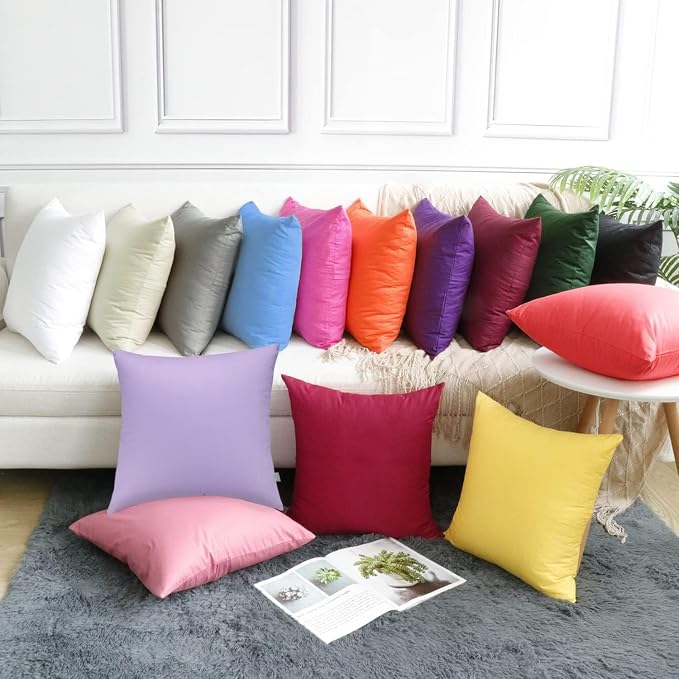 4-Pack 100% Cotton Comfortable Solid Decorative Throw Pillow Case,Thmyo Square Cushion Cover Pillowcase Sublimation Blank Pillow Covers DIY Throw Pillowcase for Sofa(20x20 inch/ 50x50cm,Sky Blue)
