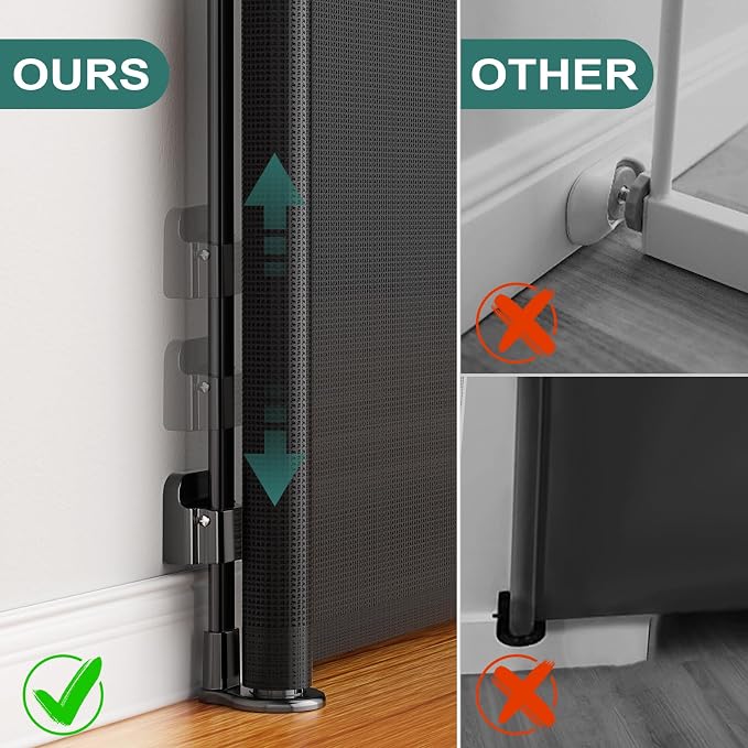 Babepai Retractable Baby Gates Extra Wide | 72" Wide x 34" Tall Dog Gates for Stairs | Indoor/Outdoor Use | Child Gates for Doorways, Deck, Porch, Hallways, Patio - Black
