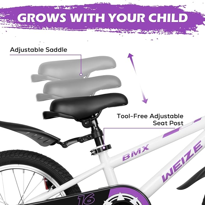 WEIZE Kids Bike,14 16 20 Inch Children Bicycle for Boys Girls Ages 3-12 Years Old, Rider Height 32-60 Inch, Coaster Brake, Multiple Color Options