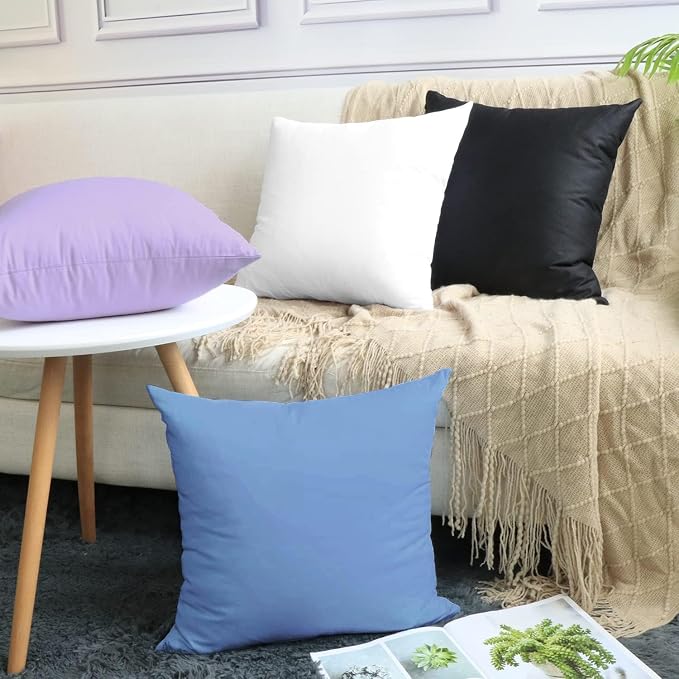 4-Pack 100% Cotton Comfortable Solid Decorative Throw Pillow Case,Thmyo Square Cushion Cover Pillowcase Sublimation Blank Pillow Covers DIY Throw Pillowcase for Sofa(20x20 inch/ 50x50cm,Sky Blue)