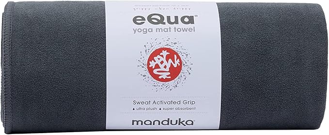 Manduka eQua Hot Yoga Mat Towel - Instant Moisture Activated Grip Ultra Soft Microfiber Quick Dry, Daily Use Ready Lightweight, Travel Friendly Mat Layer