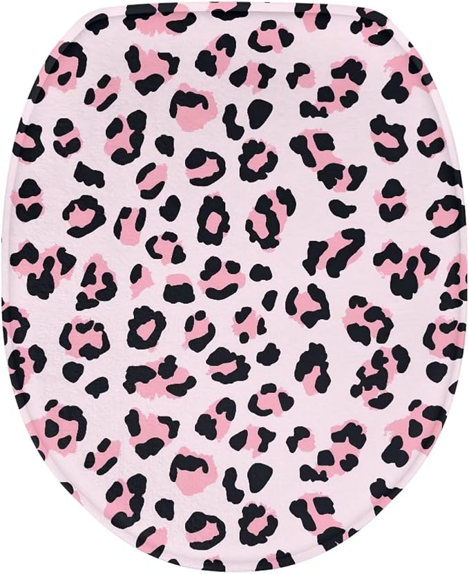 Leopard Print Toilet Seat Covers for Bathroom Pink Leopard Print Toilet Seat Cushion Cover Replacement for Bathroom Decor Machine Washable Toilet Lid Cover Elongated,Easy to Clean