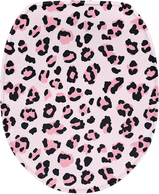 Leopard Print Toilet Seat Covers for Bathroom Pink Leopard Print Toilet Seat Cushion Cover Replacement for Bathroom Decor Machine Washable Toilet Lid Cover Elongated,Easy to Clean