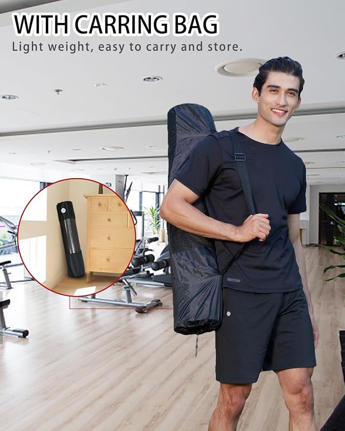 Yoga Mat for Men Women Extra Wide Exercise Mat 76"x35" 15mm Thick Large Workout Mat for Home Gym, High Density NBR Foam Mat with Yoga Bag