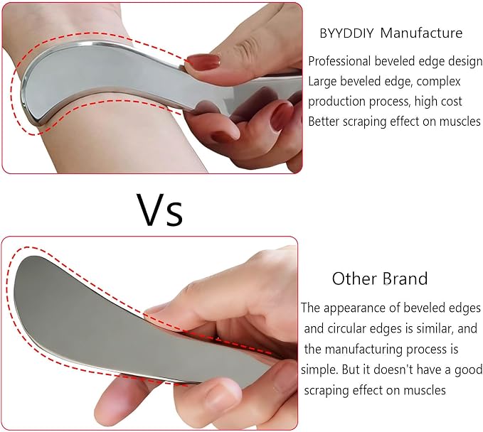 BYYDDIY Non-Magnetic 304 Stainless Steel Gua Sha Muscle Scraper Tool for Scar Tissue,Muscle Scraping Tool for Massage Scraper,IASTM Tools for Physical Therapy, Soft Tissue Massage