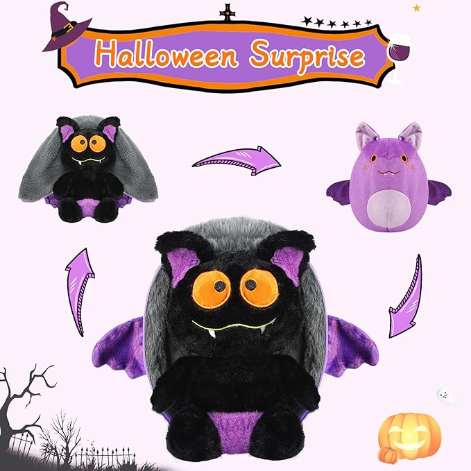 Halloween Bat Stuffed Animal - Purple Plush Toy for Kids & Adults, Cute Bat Stuffed Animal with Soft Plush for Halloween Decor & Gifts