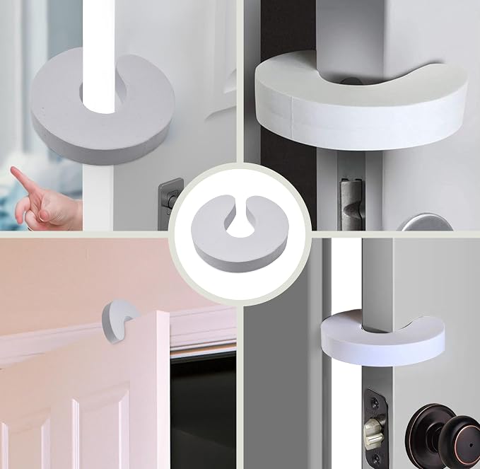 Gift Boutique Door Lever Lock (8 Pack) with 16 Bonus Pinch Guards, Child Proof Door Lever Locks for Toddlers, Easy Adult One-Hand Use, No Tools Installation, Strong Adhesive Child Proof & Home Safety