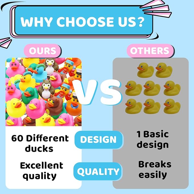 120 Pack Rubber Ducks for Jeeps 2.3 Inch Jeeps Ducks for Ducking Assortment Rubber Duckies Bulk Floater for Toddlers Bath Toys Party Favors Summer Beach Pool Activity